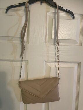 Classic Quilted Crossbody Bag in Beige